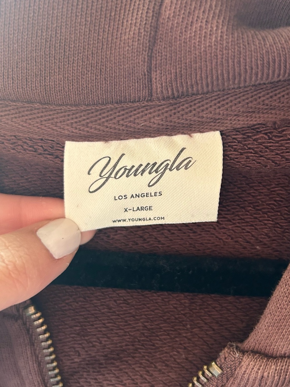 YoungLA Women's Brown Zip-Up Bomber Hoodie